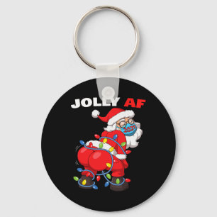 Twerking Santa Claus In Mask Gatland Jolly Af Chri Keychain