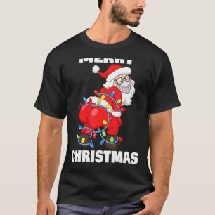 Twerking Santa Claus In Mask Merry Christmas Tree  T-Shirt