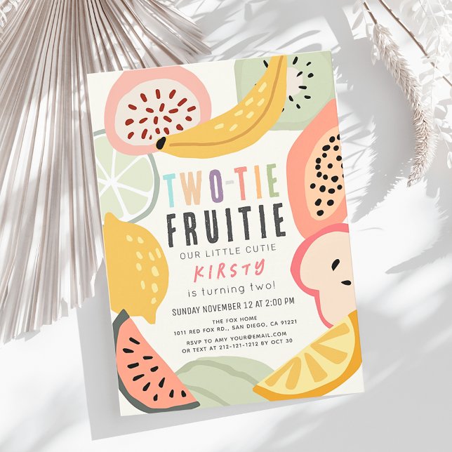 Twi-tie Fruitie Colourful Fruit 2nd Birthday Invitation (Creator Uploaded)
