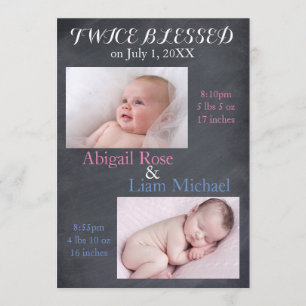 Twice Blessed Twins - Birth Announcement