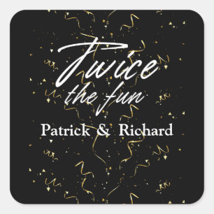 Twice the Fun Friends Joint Birthday Double Square Sticker