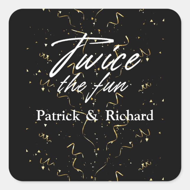 Twice the Fun Friends Joint Birthday Double Square Sticker (Front)