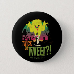 "Twick or Tweet" TWEETY™ & SYLVESTER™ 2 Inch Round Button