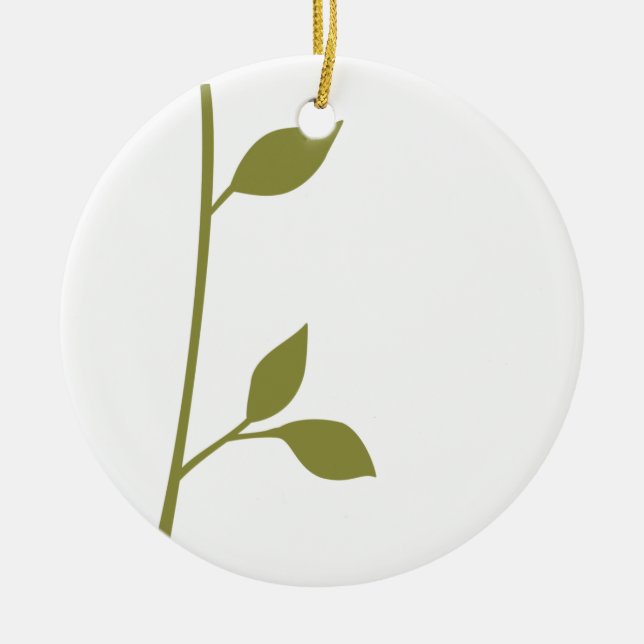 Twig and Leaf Ceramic Ornament (Front)