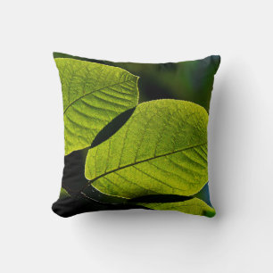 Twig leaf green foliage veins throw pillow