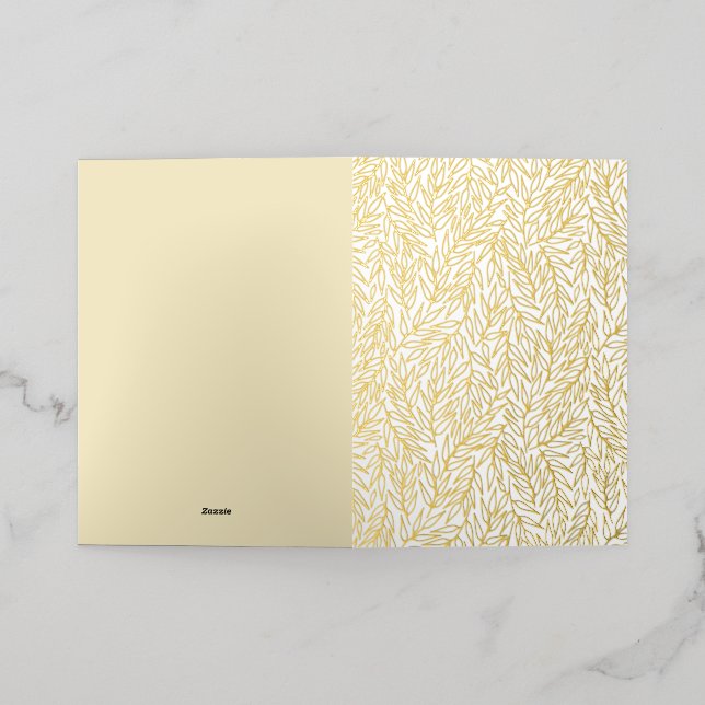 Twig Leaves. Foil Greeting Card (Outside Laydown)