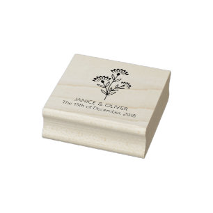 Twigs and Flowers Monogrammed Modern & Minimalist Rubber Stamp
