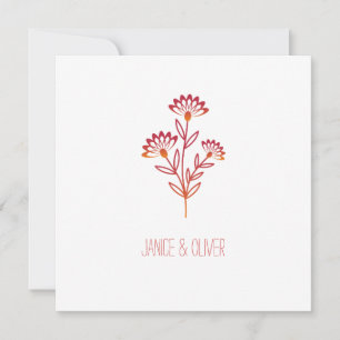 Twigs and Flowers Red & Orange Modern & Minimalist Invitation