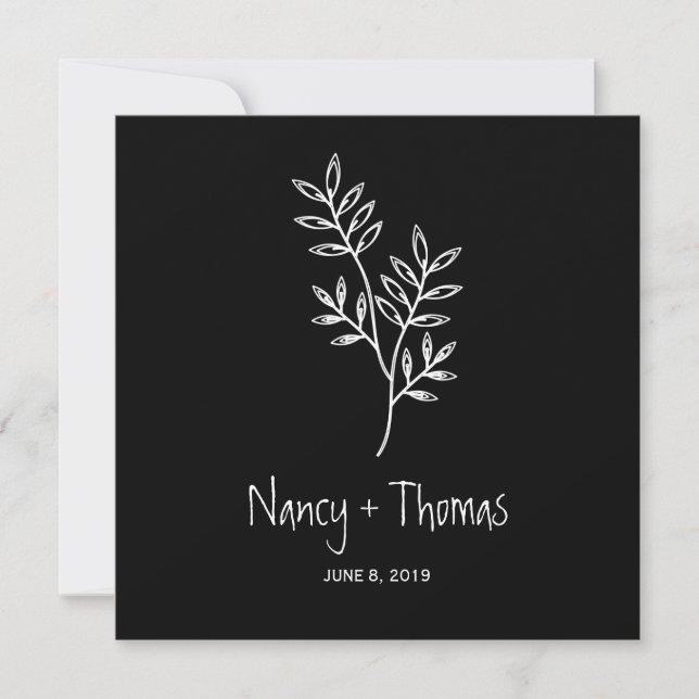 Twigs Wedding Monogram Invitation Design (Front)