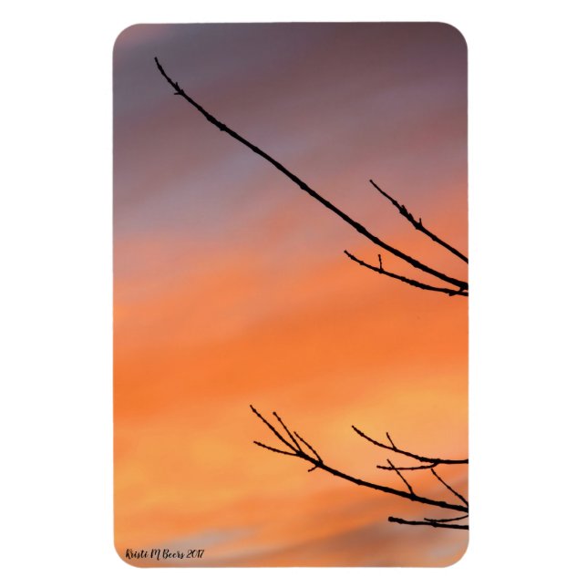 Twigs with Orange, Red, Purple Sunset Magnet (Vertical)
