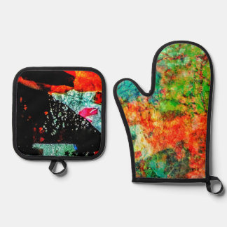Twilight abstract oven mitt and pot holder,Rich Oven Mitt & Pot Holder Set