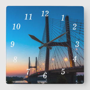 Twilight At Bill Emerson Bridge Wall Clock