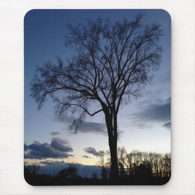 Twilight At The Tree In Winter Mouse Pad (Front)