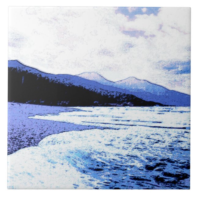 Twilight beach in shades of blue tile (Front)