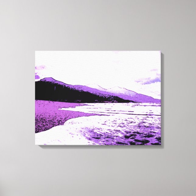 Twilight beach in violet and purple canvas print (Front)