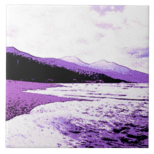 Twilight beach in violet and purple tile
