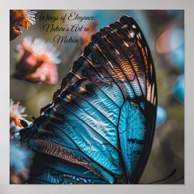 Twilight Blue: Macro Butterfly Wing Poster (Front)
