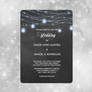 Twilight Blue String Lights Wedding Invitation