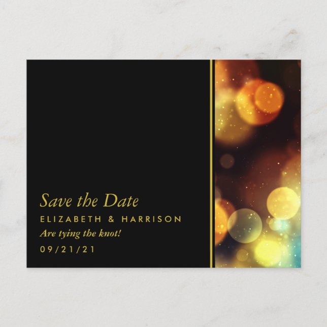 Twilight Bokeh Lights Wedding Save the Date Announcement Postcard (Front)