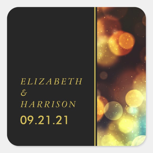 Twilight Bokeh Lights Wedding Square Sticker (Front)