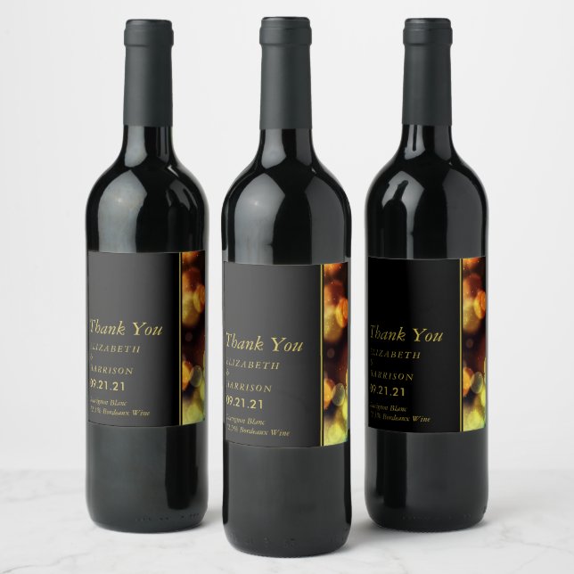 Twilight Bokeh Lights Wedding Wine Label (Bottles)