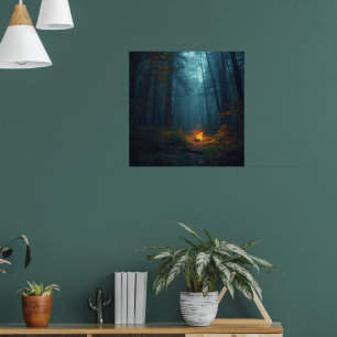 Twilight Campfire – Mystical Forest Art Print