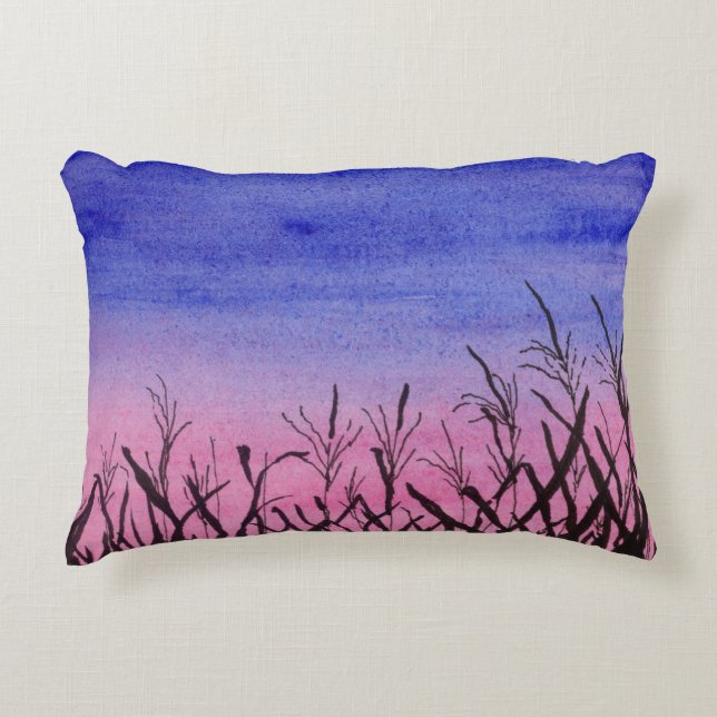 Twilight Corn Field Decorative Pillow (Front)