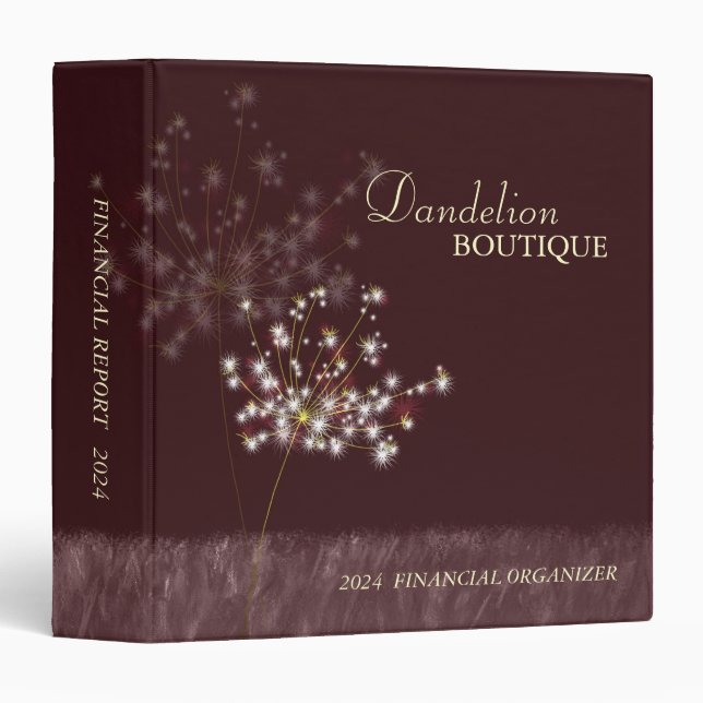 Twilight Dandelion Business Finance Report Binder (Front/Spine)