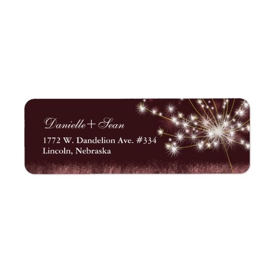 Twilight Dandelion Modern Wedding Return Address Label