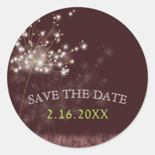 Twilight Dandelion Wedding Save the Date Classic Round Sticker