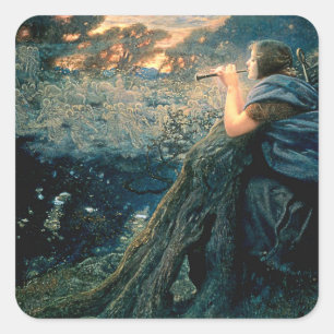 “Twilight Fantasy” by Edward Robert Hughes Square Sticker