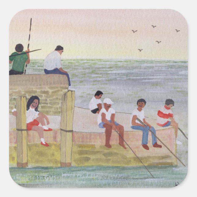Twilight Fishing 1988 Square Sticker (Front)
