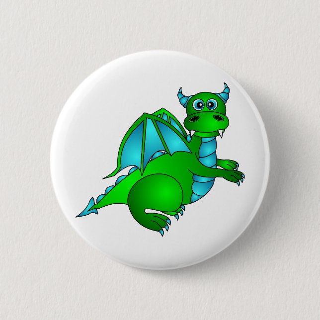 Twilight Flight - Cute Green & Blue Dragon 2 Inch Round Button (Front)