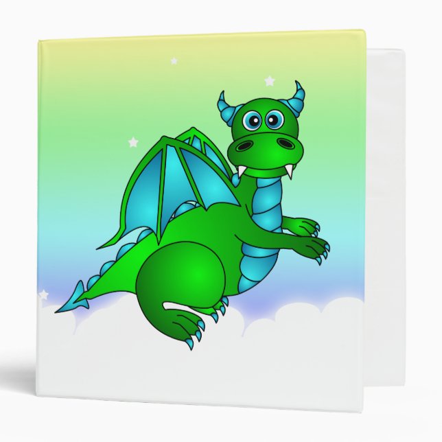 Twilight Flight - Cute Green & Blue Dragon Binder (Front/Inside)