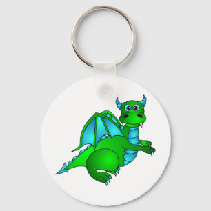 Twilight Flight - Cute Green & Blue Dragon Keychain