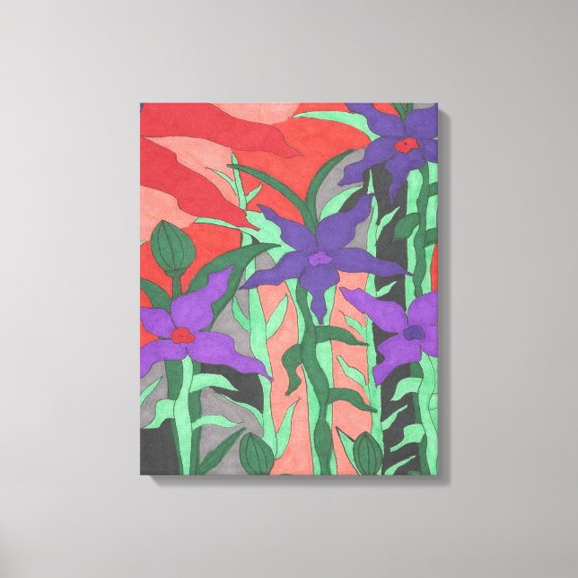 Twilight Floral Garden Canvas Print (Front)