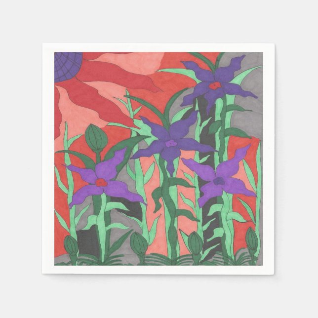 Twilight Floral Garden  Napkin (Front)