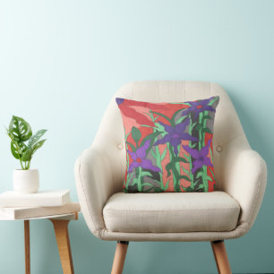 Twilight Floral Garden Throw Pillow