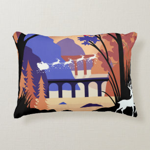 Twilight Forest Christmas Santa Sleigh Accent Pillow
