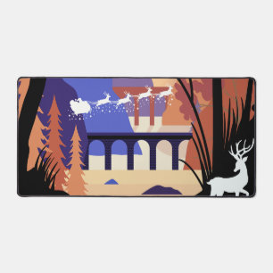 Twilight Forest Christmas Santa Sleigh Desk Mat