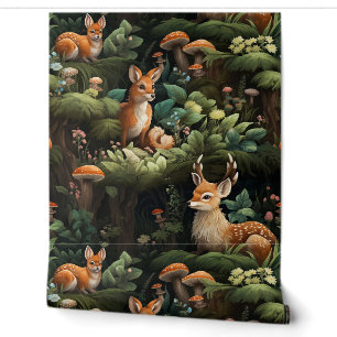 Twilight Forest Friends Botanical Wallpaper