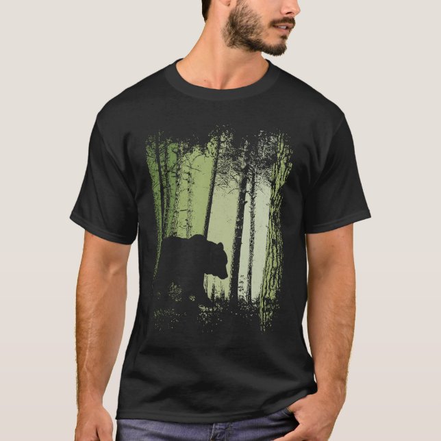 Twilight Forest Outdoor Romantic Grizzly Bear Silh T-Shirt (Front)