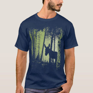 Twilight Forest Wildlife Donkey Mule Silhouette T-Shirt