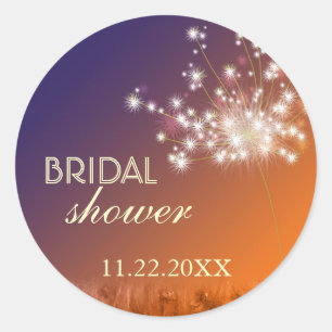 Twilight Garden Dandelion Bridal Shower Classic Round Sticker