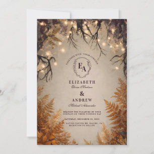 Twilight Garden with Golden Ferns Invitation