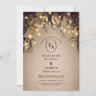 Twilight Garden with Golden Ferns Invitation