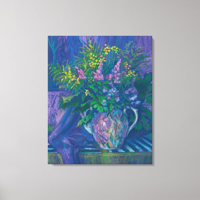Twilight & Goldenrod Wildflowers Pastel Painting P Canvas Print (Front)