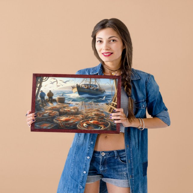 Twilight Harvest Fishermen Collecting Crabs  16x12 Poster (Creator Uploaded)