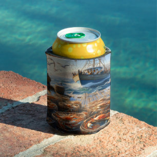 Twilight Harvest Fishermen Collecting Crabs Can Cooler