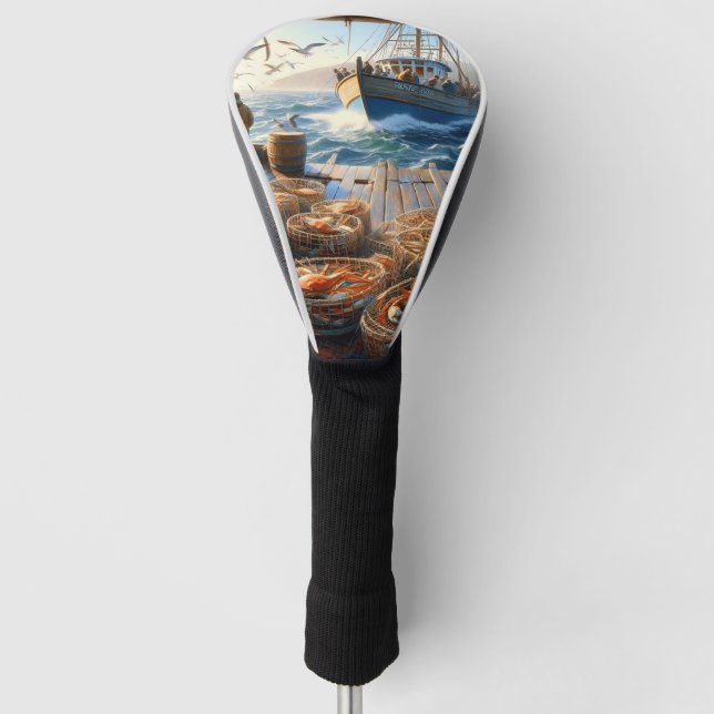 Twilight Harvest Fishermen Collecting Crabs Golf Head Cover (Front)